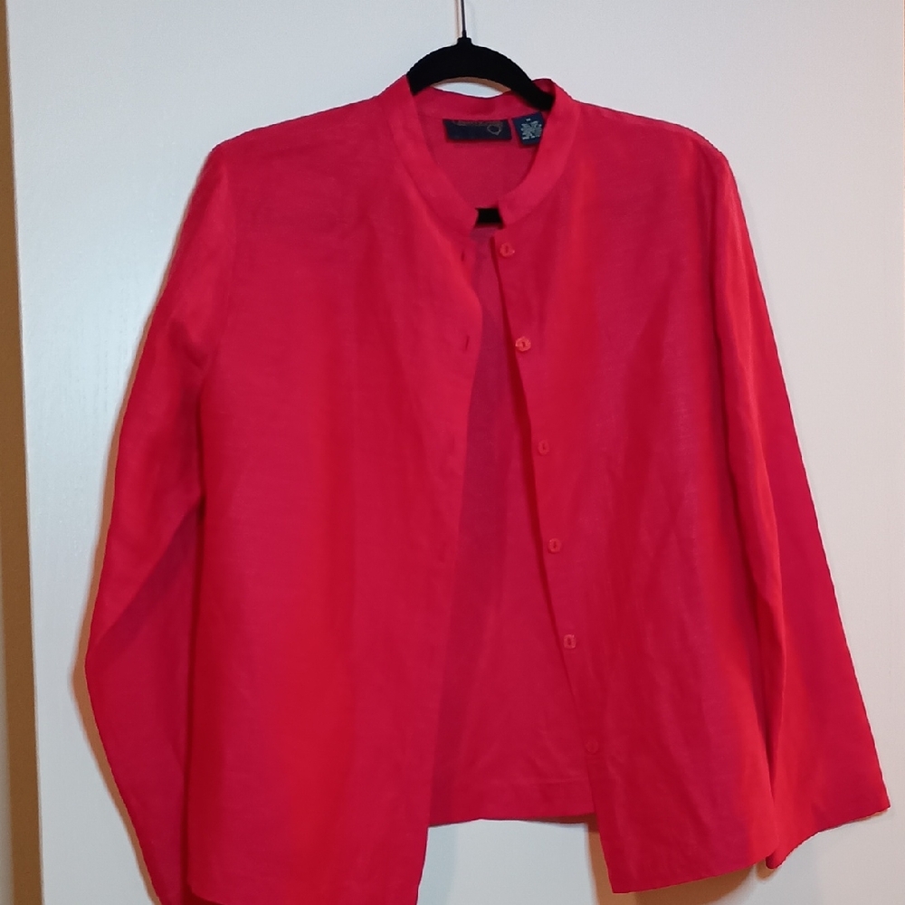 Women's Button Down Linen & Silk Shirt - Vibrant Red